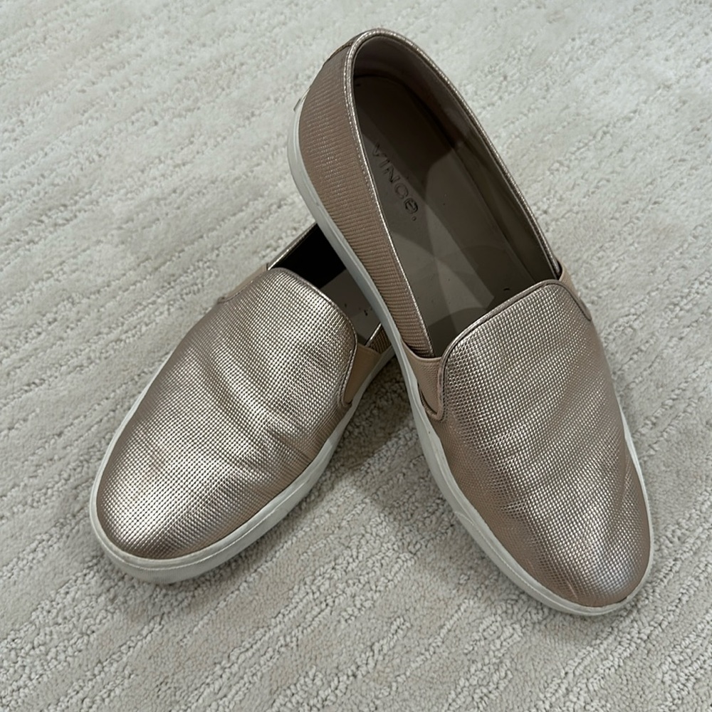 VINCE gold slip-on sneakers size 8.5